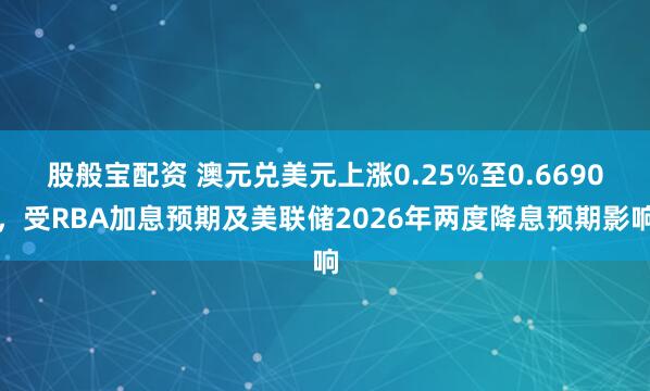 股般宝配资 澳元兑美元上涨0.25%至0.6690，受RBA加息预期及美联储2026年两度降息预期影响